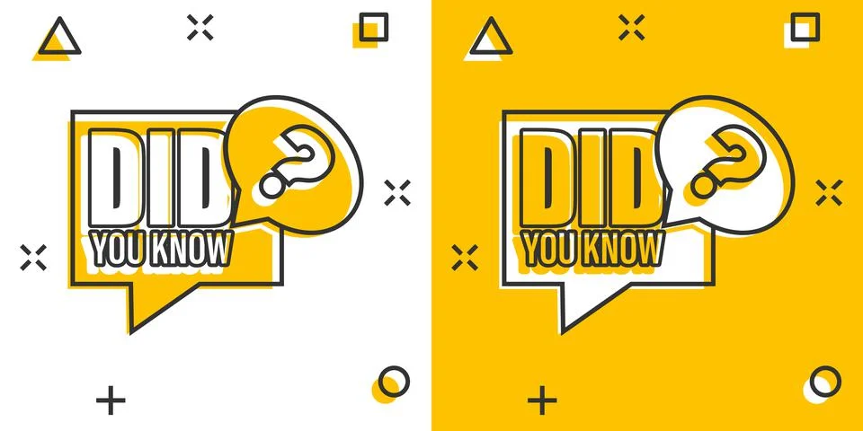 Did You Know icon in comic style. Question mark cartoon vector illustration o Stock Illustration
