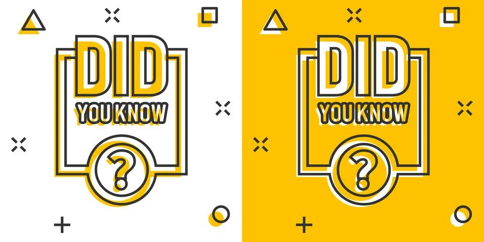 Did You Know icon in comic style. Question mark cartoon vector illustration o Stock Illustration