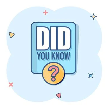 Did You Know icon in comic style. Question mark cartoon vector illustration o Stock Illustration