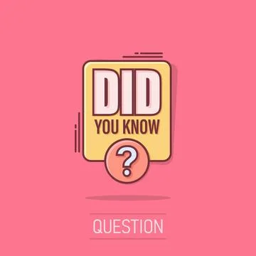 Did You Know icon in comic style. Question mark cartoon vector illustration.. Stock Illustration