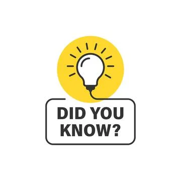 Did you know icon in flat style. Banner with frame and bulb vector illustrati Ilustración de archivo
