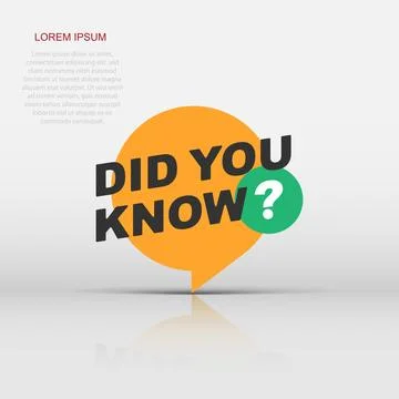 Did you know icon in flat style. Banner interesting facts vector illustrati.. Stock Illustration