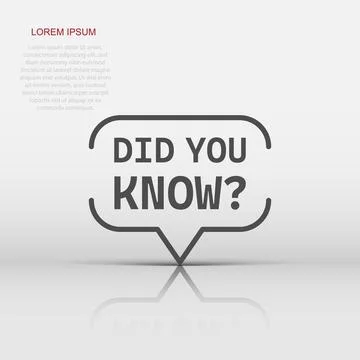 Did you know icon in flat style. Banner interesting facts vector illustrati.. Stock Illustration