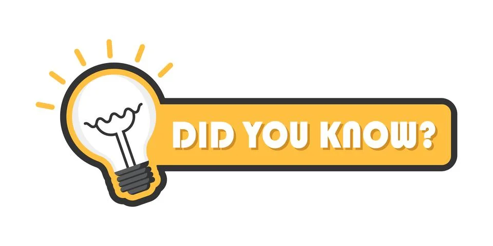 Did you know icon in flat style. Banner with frame and bulb vector illustra.. Stock Illustration