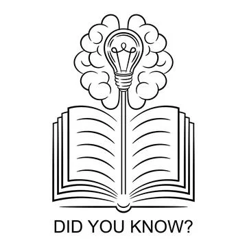 Did you know interesting fact, education information in book, quick tips icon Stock Illustration