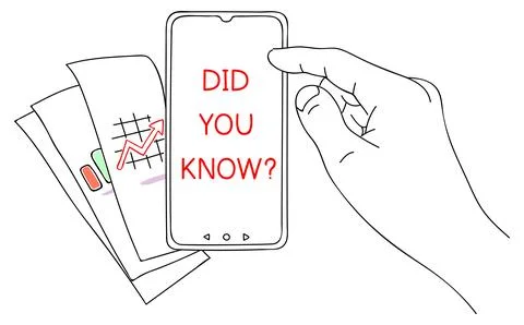 Did you know. Message on smartphone display. Note for business and entertainment Stock Illustration