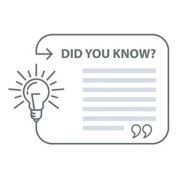 Did you know quotation - speech bubble with excerpt and light bulb, marketing Stock Illustration