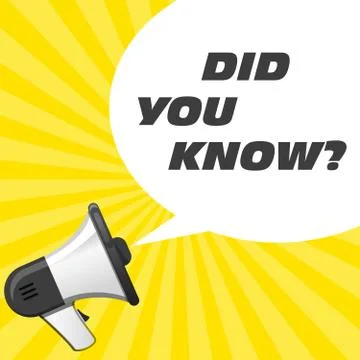 Did you know quotation - speech bubble with megaphone, info banner Stock Illustration