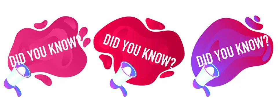 Did you know speech bubbles set. Fun fact information web banner. Megaphone icon Stock Illustration