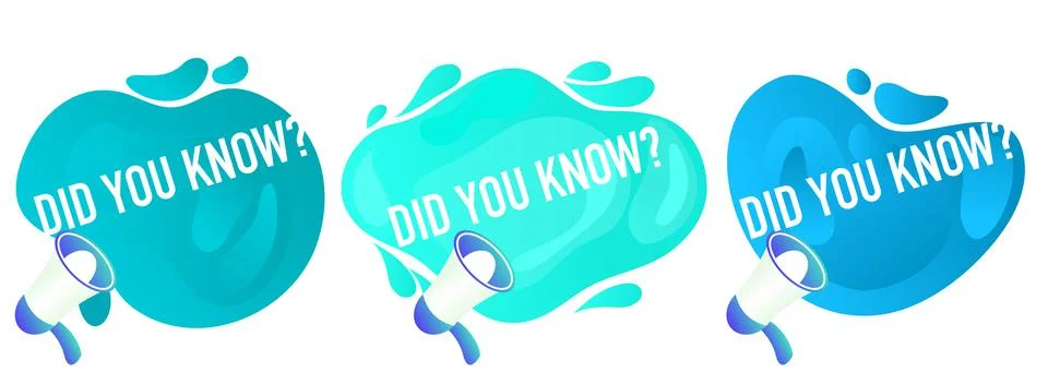 Did you know speech bubbles set. Fun fact information web banner. Megaphone icon Stock Illustration