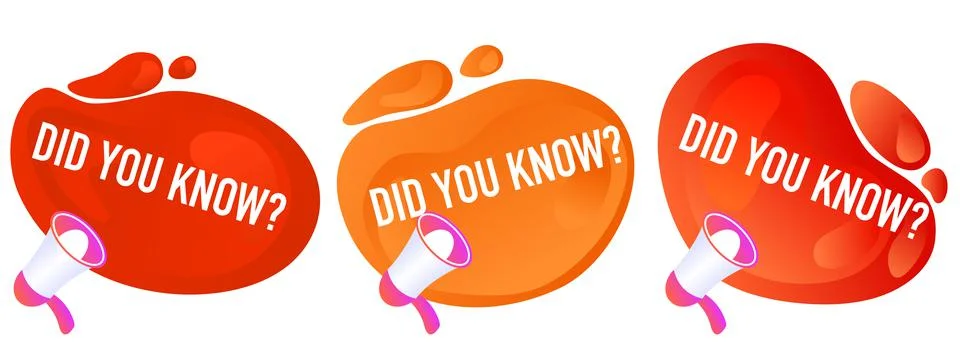 Did you know speech bubbles set. Fun fact information web banner. Megaphone icon Stock Illustration