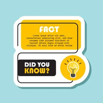 Did you know sticker icon in flat style. Banner with frame and bulb vector .. Stock Illustration