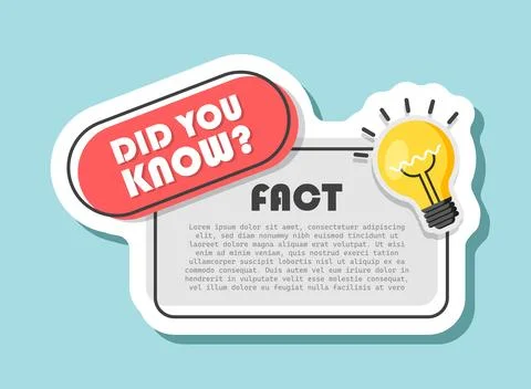 Did you know sticker icon in flat style. Banner with frame and bulb vector .. Stock Illustration