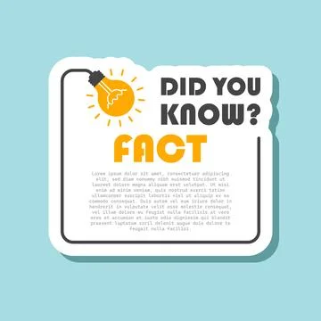 Did you know sticker icon in flat style. Banner with frame and bulb vector .. Stock Illustration