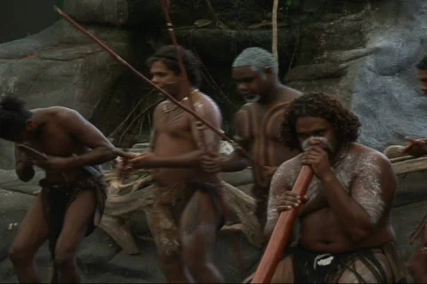 Didgeridoo & Aboriginal show Stock Footage