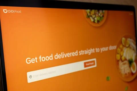 Didi food app interface for meal delivery service Fotos de archivo