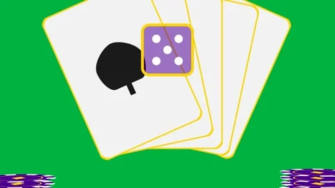 Die appearing dropping into pair cards shifting and chips aligning on Stock Footage 329503481