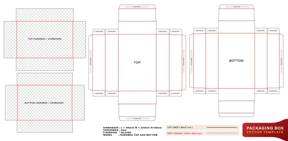 Die cut Box Top Bottom Stock Illustration