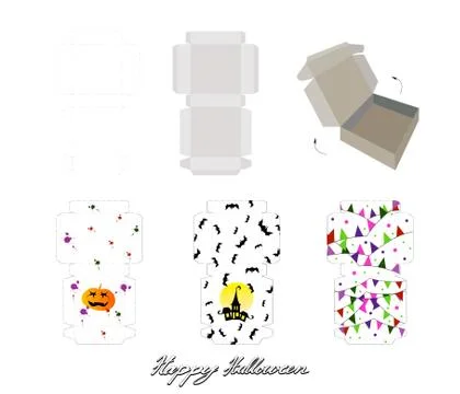 Die Cut Template Pattern of Takeaway Carton Box Mock Up for Package Design wi Stock Illustration