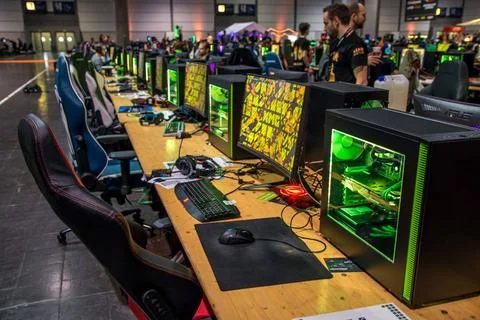  Die DreamHack Leipzig (26. - 28. Januar) ist das dreitägige Gaming-Festiv.. Stock-Fotos