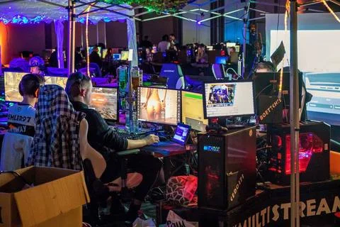  Die DreamHack Leipzig (26. - 28. Januar) ist das dreitägige Gaming-Festiv.. Stock-Fotos
