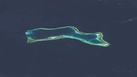 Diego Garcia map illustration – high angle view of the coral atoll Stock Illustration
