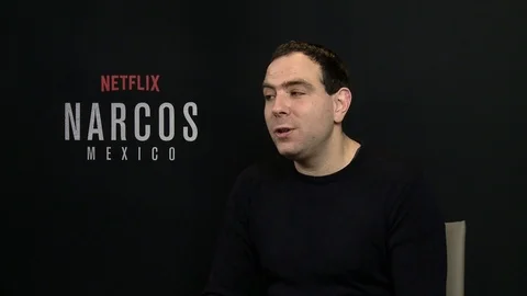 Diego Luna is interviewed for the Netflix TV series Narcos: Mexico - 2018 Stock-Footage 100171214