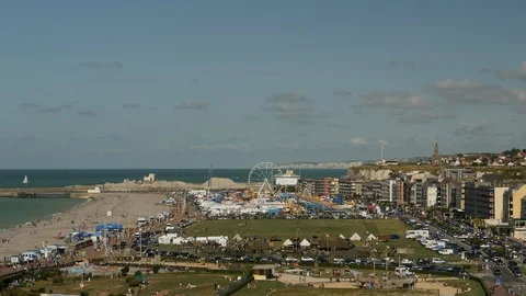 Dieppe beach and skyline. Normandy, France. Stock Footage 94808595