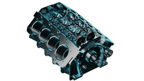 Diesel automobile engine 3D render Stock Illustration