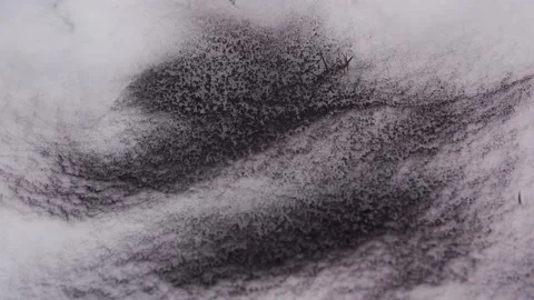 Diesel car start engine with big amount of smoke. Leaving black sign on the snow Stock Footage 137853114