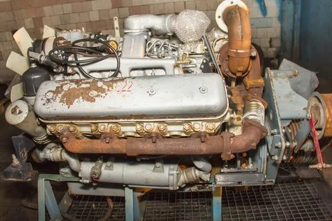 Diesel engine close-up. Work item. Diesel fuel equipment Stock Photos