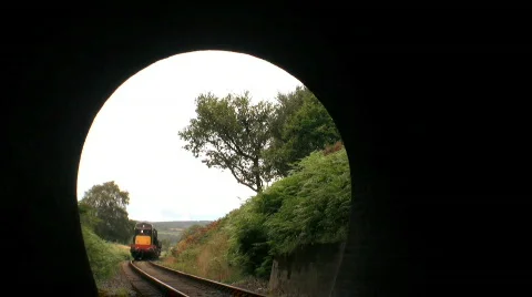 Diesel engine entering tunnel Stock Footage 480832