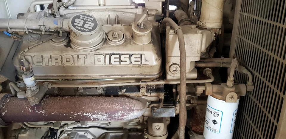 Diesel engine for generators backup electrical when the energy down Stock Photos