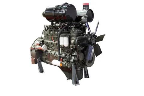 Diesel engine with isolated white background ; Stock Photos