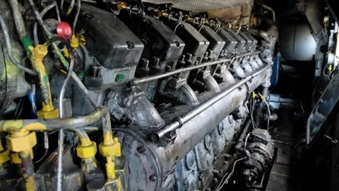 Diesel engine of the locomotive Stock Footage 199763545