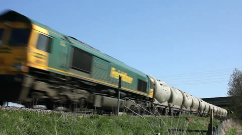 Diesel engine locomotive hauled Freightliner freight Heavy Haul train Stock Footage