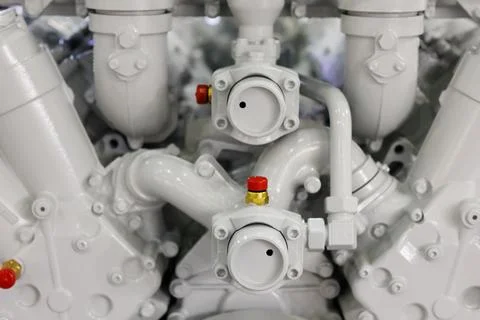 Diesel engine for power generation close up Stock Photos