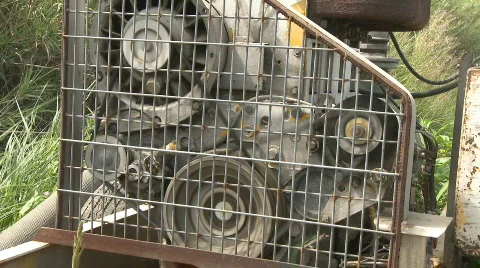 Diesel engine pump for irrigation in farm Stock Footage 572384