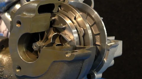 Diesel engine working turbocharger loop Stock Footage 63784023