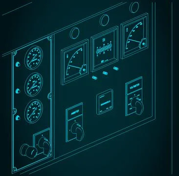 Diesel generator control panel closeup Stock Illustration