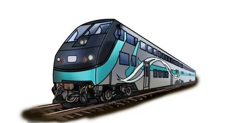 Diesel passenger Train Stock Illustration