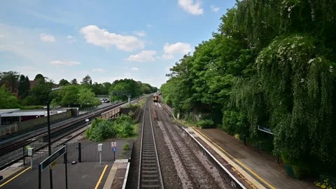 Diesel powered passenger railway train Stock Footage 246529578