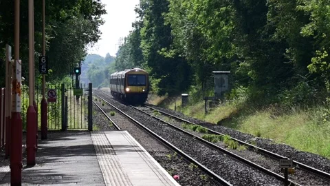 Diesel powered passenger railway train England UK Stock Footage 251803535