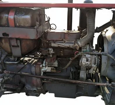Diesel tractor engine white background Stock Photos