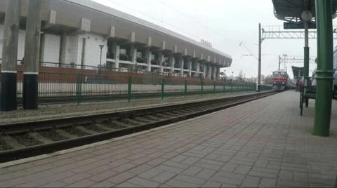 Diesel train arriving at train station Stock Footage 62234158