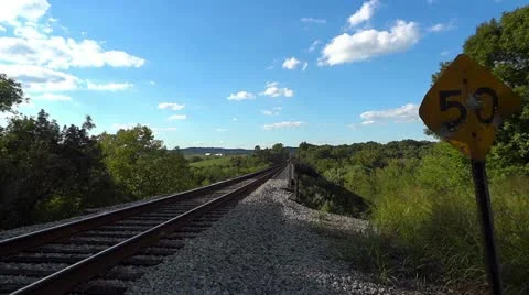 Diesel Train Countryside 2 HD Passing By Stock Footage
