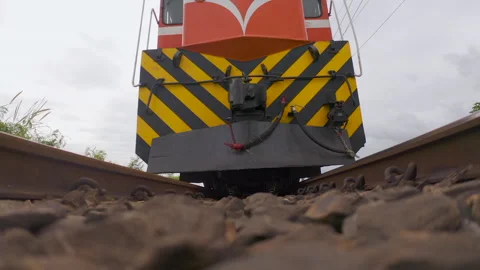 Diesel Train Passes OVER Drone Stock-Footage 169569912
