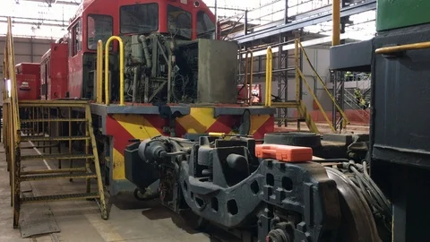 Diesel trains being serviced Video stock 105771231
