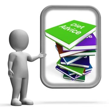 Diet advice book stack displays weight loss knowledge Stock Illustration