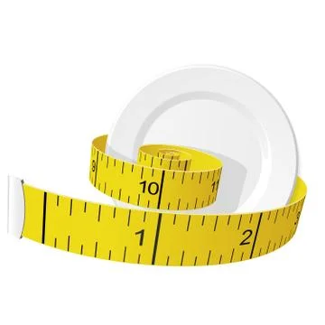 Diet and lose weight concept - measuring tape tighten plate Stock Illustration